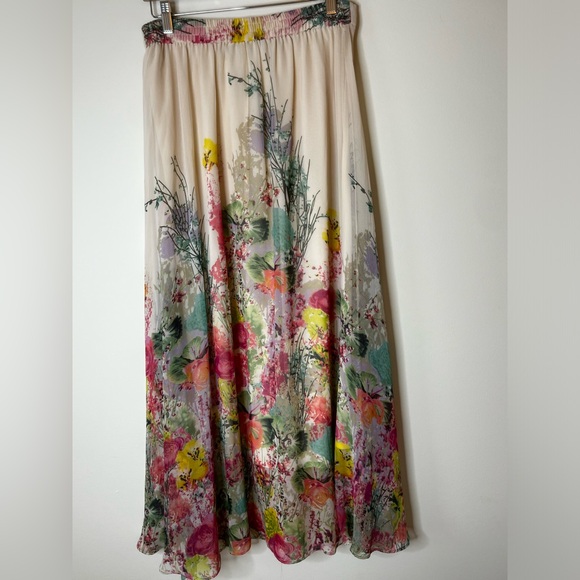 MIX NOUVEAU Pleated Floral  Bright multicolored Skirt Size M - Picture 3 of 6